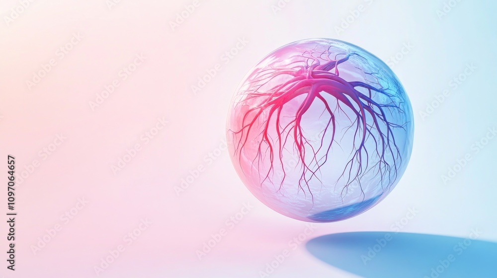Poster A translucent sphere with intricate root-like structures, symbolizing connection and growth.