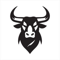 Cow bull head vector silhouette