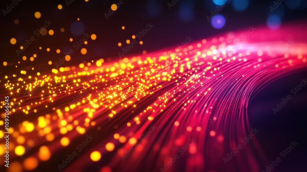 Poster A vibrant abstract representation of flowing light and particles.