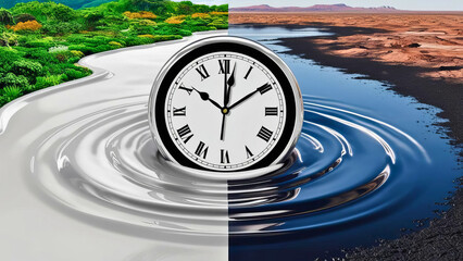 Nature vs. Technology the impact of time on landscapes digital art abstract concept balanced viewpoint