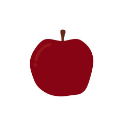 Set of Illustrations of whole and cut red apples