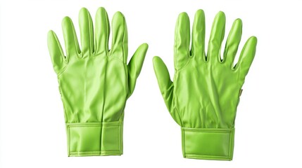 Obraz premium Shiny green garden gloves for outdoor activities and gardening tasks