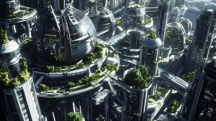 Hyperrealistic depiction of a Type I civilization on the Kardashev Scale integrating quantum mechanics and AIdriven facial recognition for energyefficient smart city infrastructure