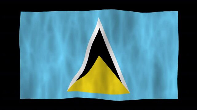 Looping animation of a waving 3D Saint Lucia flag with alpha channel