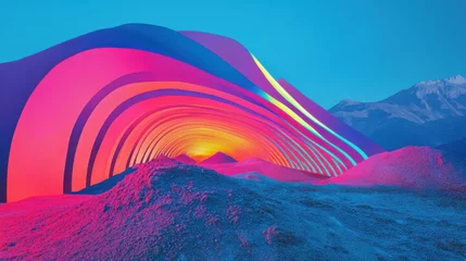 Fotobehang Abstract colorful landscape mountain view © YauheniB