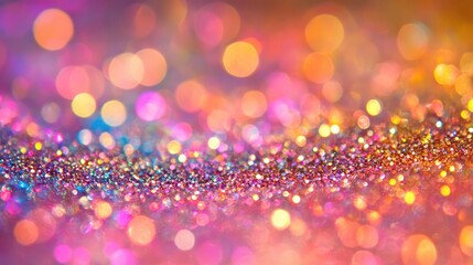 Vibrant bokeh glitter background with warm colors blending into a radiant festive design