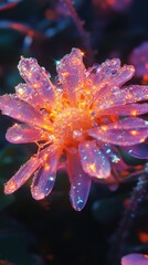 Fototapeta premium Close-up of illuminated flower with dew