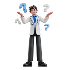doctor asked questions 3d character illustration