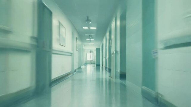 Empty white clean and pristine hospital. Concept of Sterile environment, medical facility, empty wards, healthcare setting, clinical cleanliness, sanitized spaces, hospital ambiance