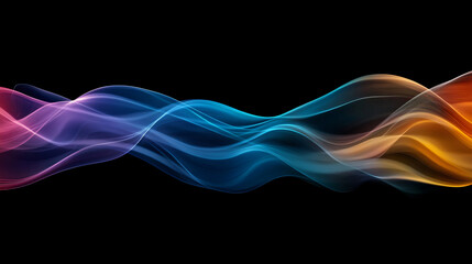Obraz premium Smooth elegant gradient light wave flowing on a black background, perfect for modern and futuristic designs