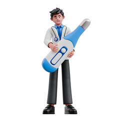 doctor brought a thermometer 3d character illustration