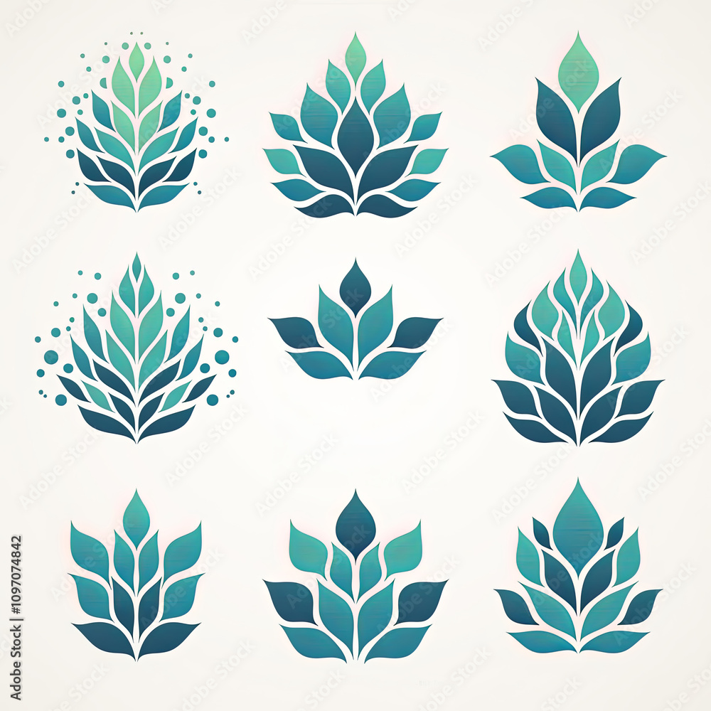 Poster abstract gradient vector leaves pattern in various designs