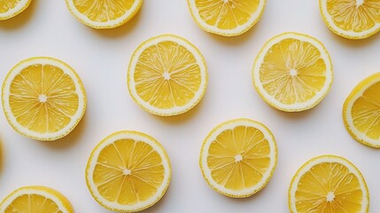 Fototapeta premium Fresh Lemon Slices Isolated on White Background for Culinary Use