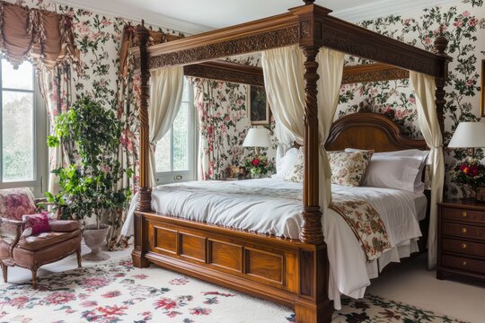 Old fashioned four poster bed hotsell