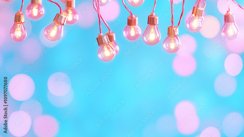 Aufkleber colorful string lights create a festive atmosphere in a bright setting during the evening