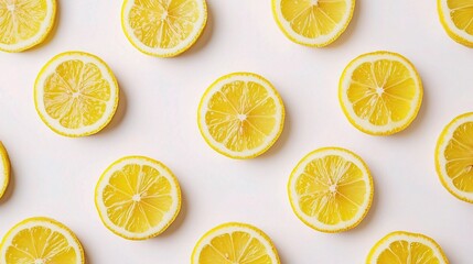 Fototapeta premium Fresh Lemon Slices Isolated on White Background for Culinary Use