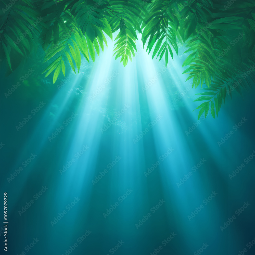 Aufkleber sunlight filtering through leaves creates a tranquil underwater atmosphere in a serene setting