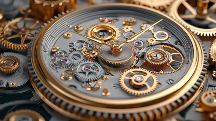 Close-up of intricate clockwork mechanism