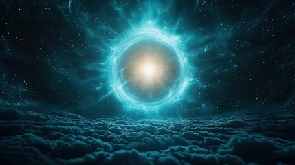 Abstract glowing ring in the sky