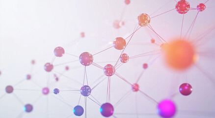 Colorful molecular structure illustration showcasing connections and scientific exploration in a digital environment