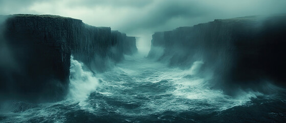 Fototapeta premium Dramatic Coastal Cliffs and Turbulent Sea