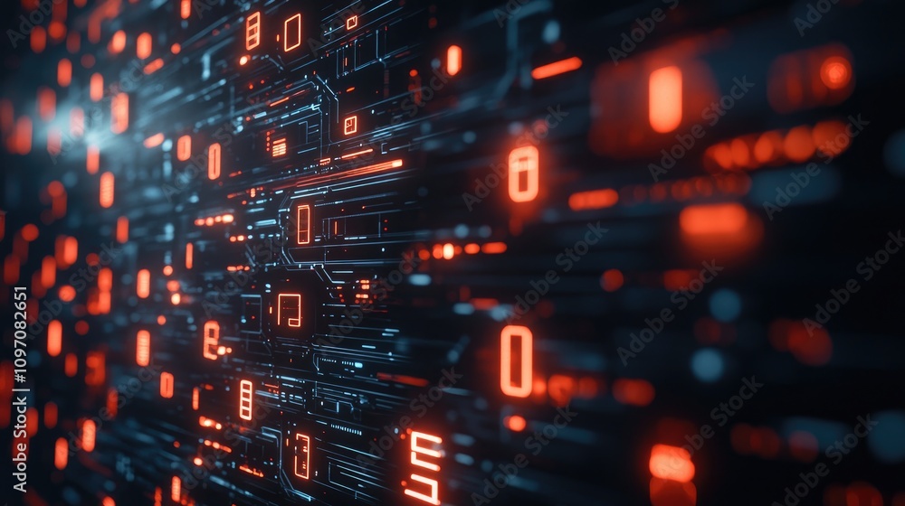Poster abstract digital background with red and blue circuit patterns