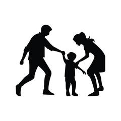 Happy Family Silhouette Vector Illustration.