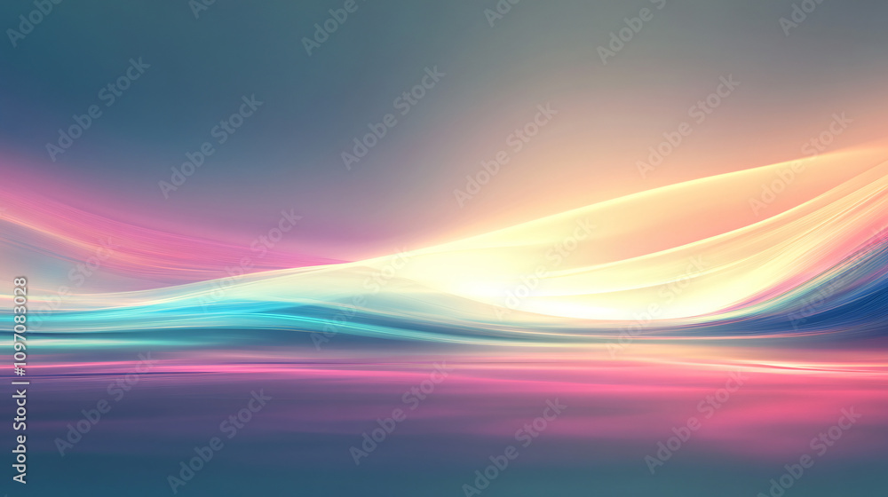 Aufkleber Flowing smoothly with a colorful gradient, this abstract background is awash in soft pastel hues, creating a modern and vibrant design perfect for adding elegance to any project