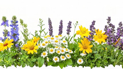 Colorful Herbal Garden Display with Borage Chamomile Marigold Flowers