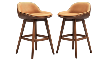 modern wooden bar chair isolated on transparent background 