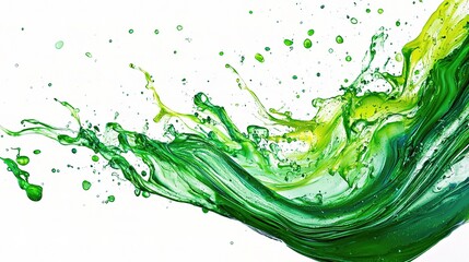 Vibrant Green and Yellow Wave of Liquid Isolated on White Background