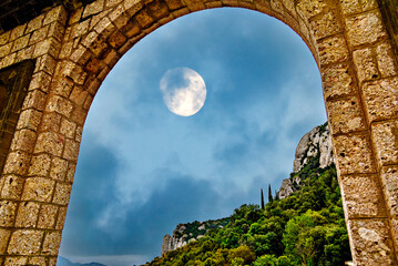 Views of the Montserrat massif, a mountain in the province of Barcelona, ​​Catalonia under the...