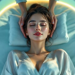 Fototapeta premium AI-generated image: Relaxing spa massage for a lovely woman.