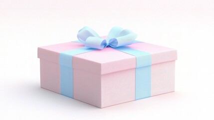 Obraz premium Pink and Blue Gift Box with Ribbon Isolated on White Background