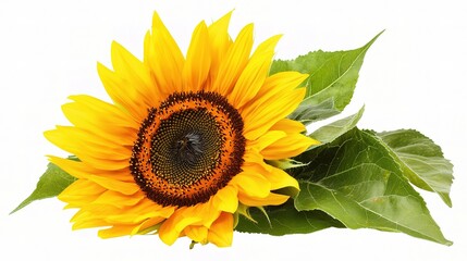 Obraz premium Bright Yellow Sunflower Isolated on a White Background
