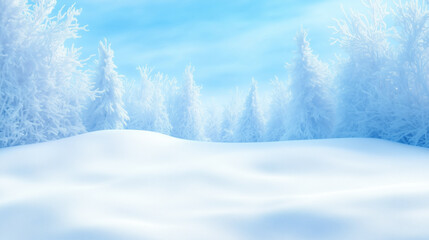Fototapeta premium Winter landscape with snow-covered trees and blue sky