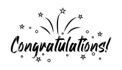 Obraz premium Hand drawn congratulations lettering vector illustration.