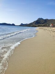 sandy beach in the morning on crete island