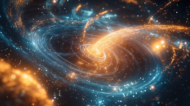 Hyperrealistic visualization of a Type III civilizations AIoperated quantum computers managing the energy flow between galaxies depicted with advanced technology and cosmic detail