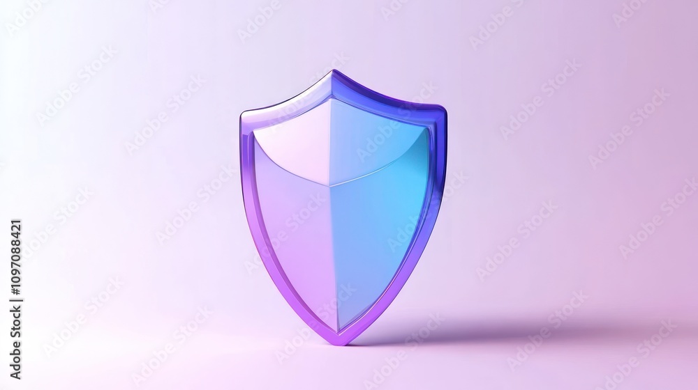 Poster A stylized shield icon with a gradient color scheme, symbolizing protection and security.