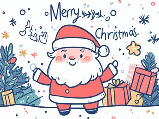 SVG, Christmas card, santa claus, children, Merry christmas, coloring book, xmas illustration, vector