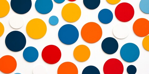 Bright, playful polka dots in primary colors on a white backdrop