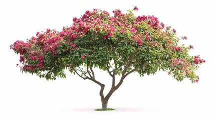 Obraz premium Vibrant Bougainvillea Tree Isolated on White Background
