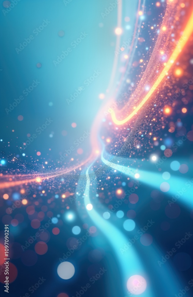Leinwandbilder abstract tech background features glowing blue orange lines. dynamic energy sparkles. futuristic dig