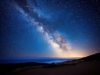 Fototapeta premium Stargazing under the milky way coastal viewpoint nature night sky