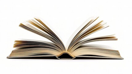 Obraz premium Vintage Open Book Isolated on White Background for Artistic Use