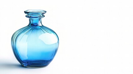 Elegant Blue Glass Bottle Isolated on White Background