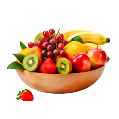 Colorful fruit bowl with various tropical fruits