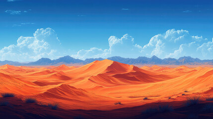 Fototapeta premium Desert Landscape with Mountains and Clouds