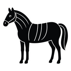 A horse in black and red , and isolated white background.